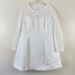 DB Studio Size 18W White Floral Lace High Neck Full Sleeve Short Wedding Gown